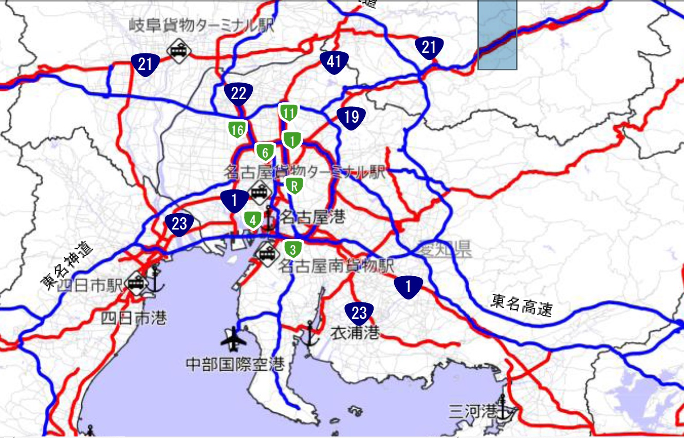 愛知県の大型車誘導区間